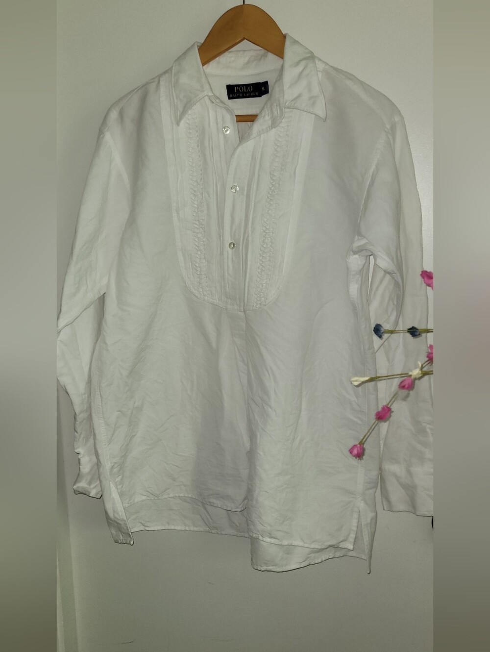 Ralph Lauren White Button-Front Linen Shirt